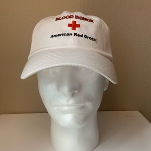 White Embroidered American Red Cross Blood Donor Snapback Hat